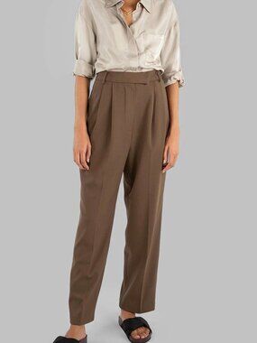 The Frankie Shop Bea Pleated Suit Pants - Brown